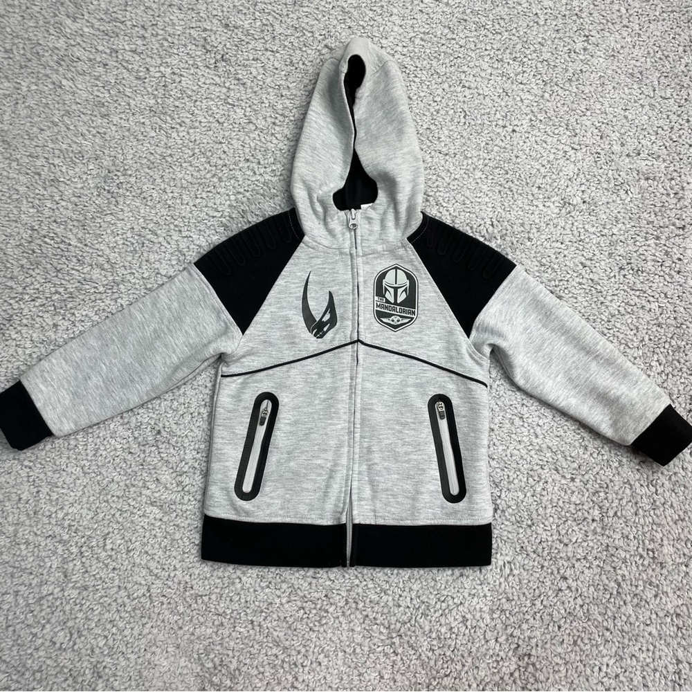 Star Wars Jacket Boys 3T The Mandalorian Full Zip Sweatshirt Pockets Casual